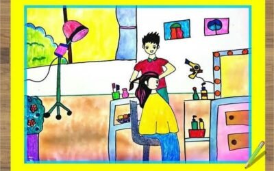 vẽ tranh nghề nghiệp thợ cắt tóc
