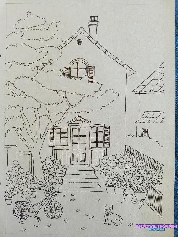 vẽ tranh ngôi nhà 8k