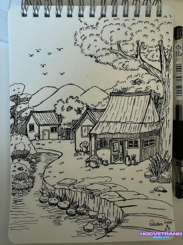 vẽ tranh ngôi nhà cho bé