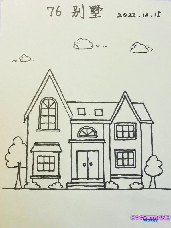 vẽ tranh ngôi nhà không màu