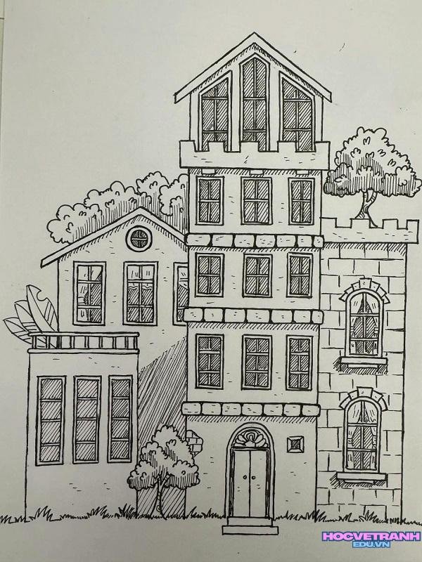vẽ tranh ngôi nhà trong tranh