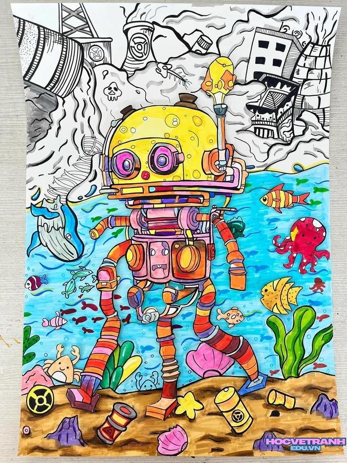 vẽ tranh nhặt rác