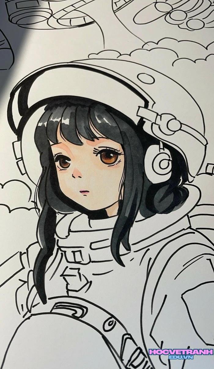 vẽ tranh phi hành gia