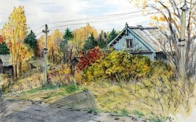 vẽ tranh phong cảnh làng quê đẹp​