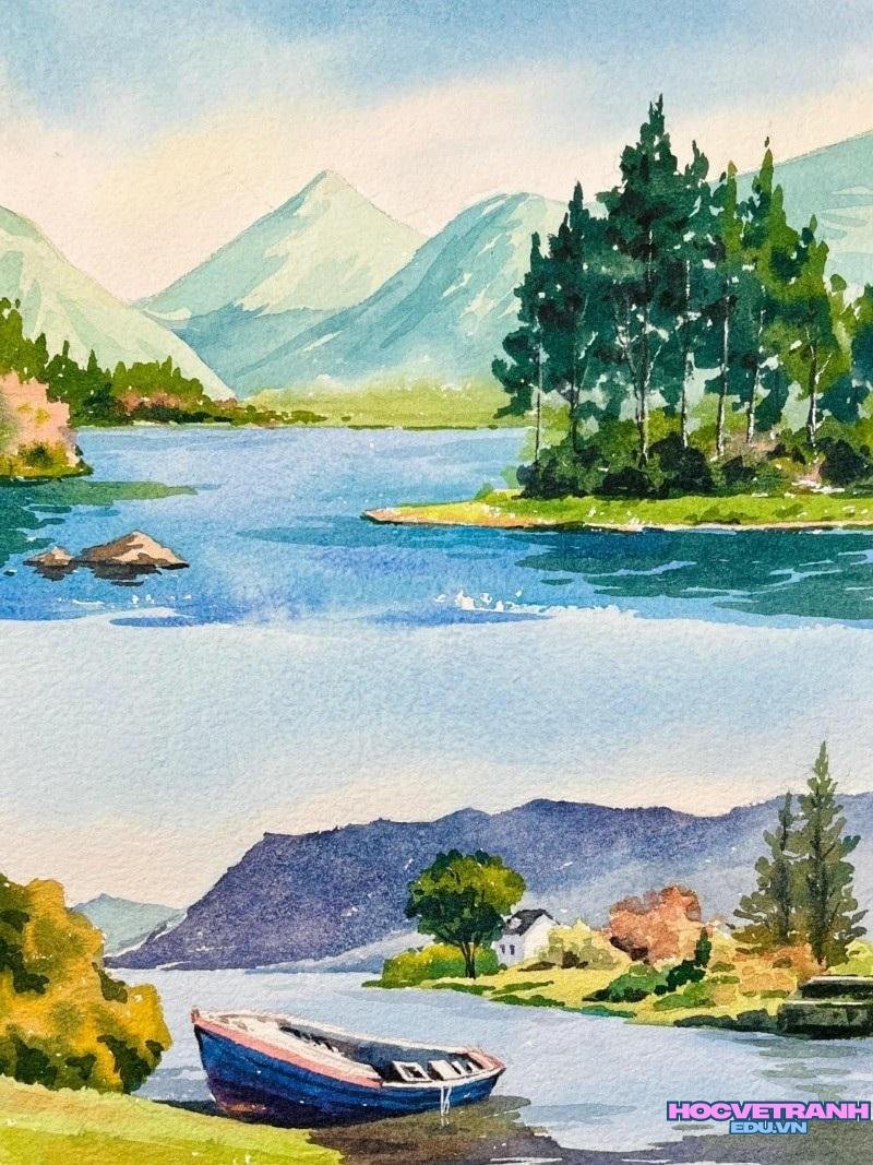 vẽ tranh phong cảnh thiên nhiên bằng màu nước