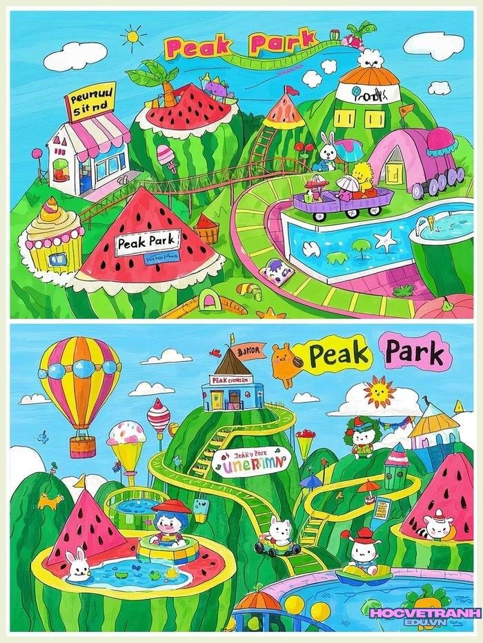 vẽ tranh sân chơi ý tưởng trẻ thơ