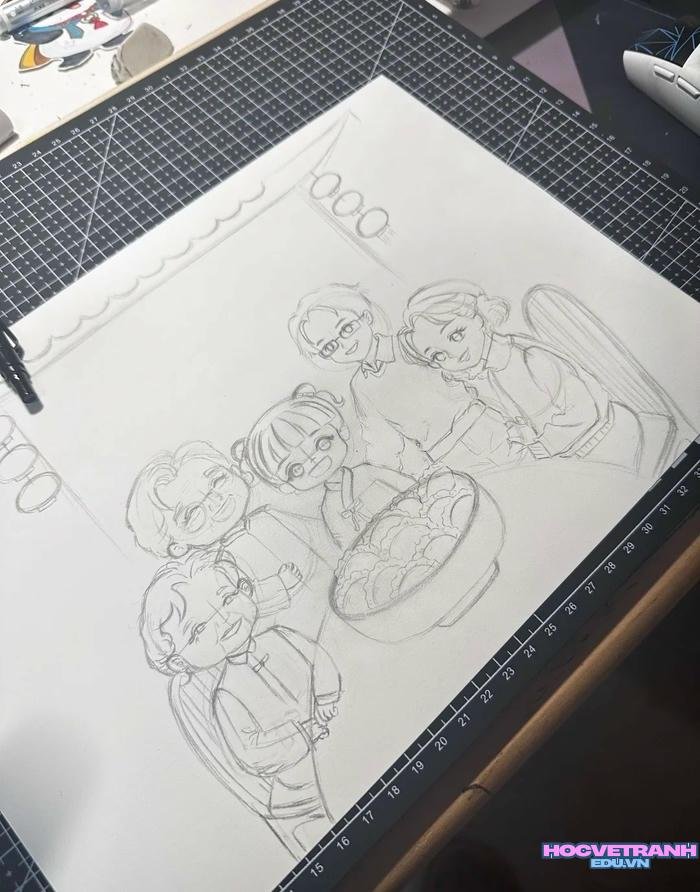 vẽ tranh sum họp đẹp