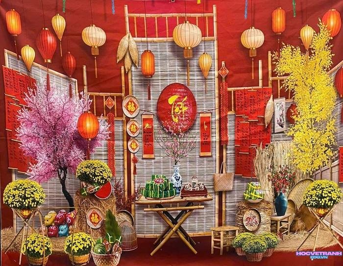 vẽ tranh tết chân thực