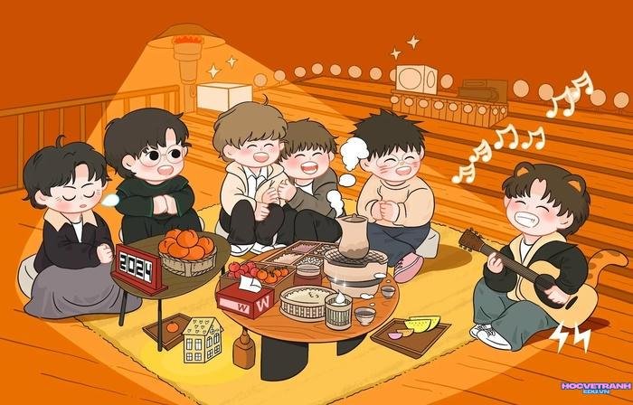 vẽ tranh tết đơn giản