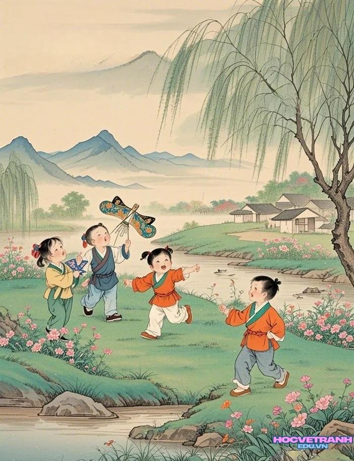 vẽ tranh thả diều