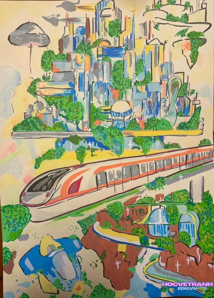 vẽ tranh thành phố đẹp