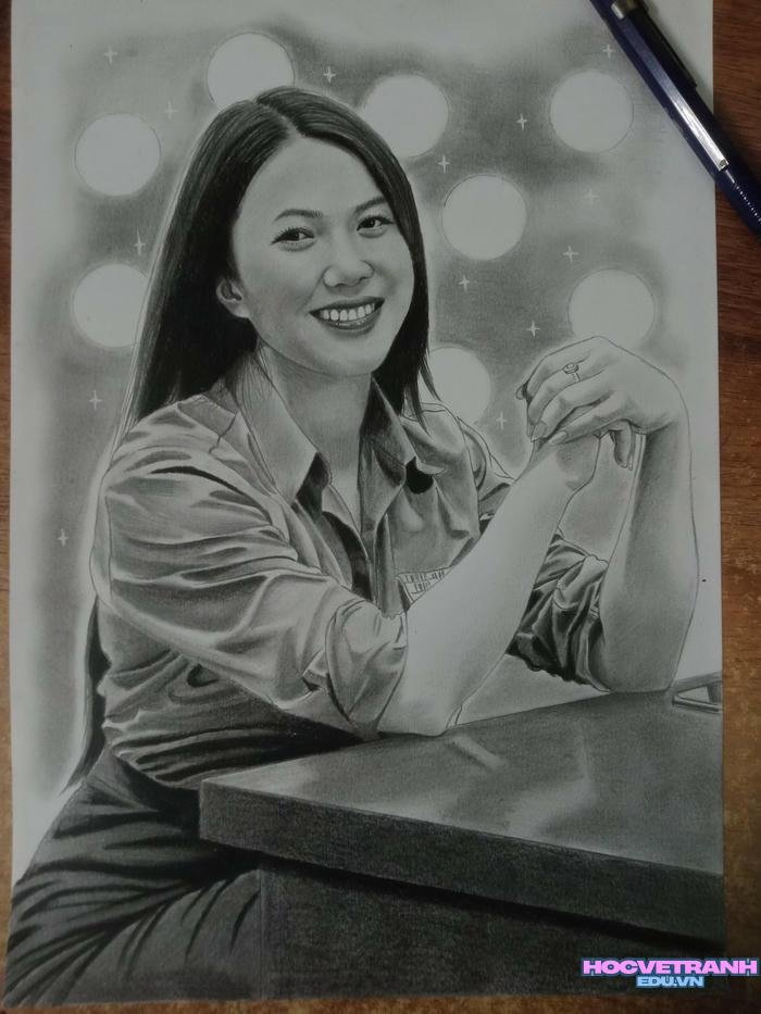 vẽ tranh thiếu nữ nhẹ nhàng