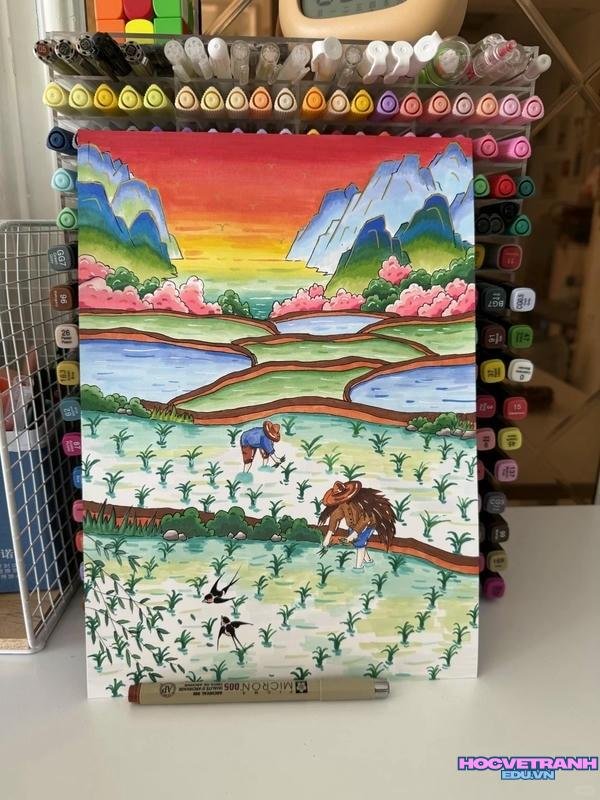 vẽ tranh về đề tài lao động