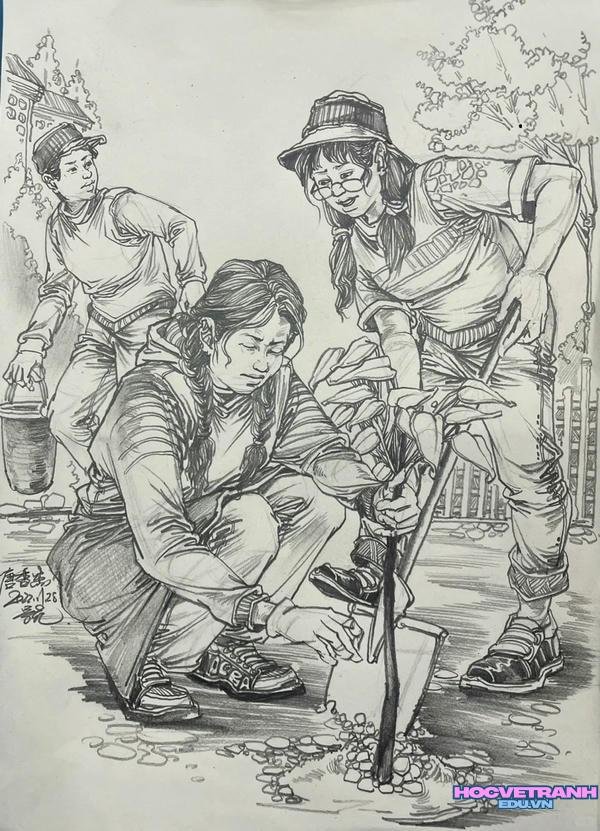 vẽ tranh về lao động