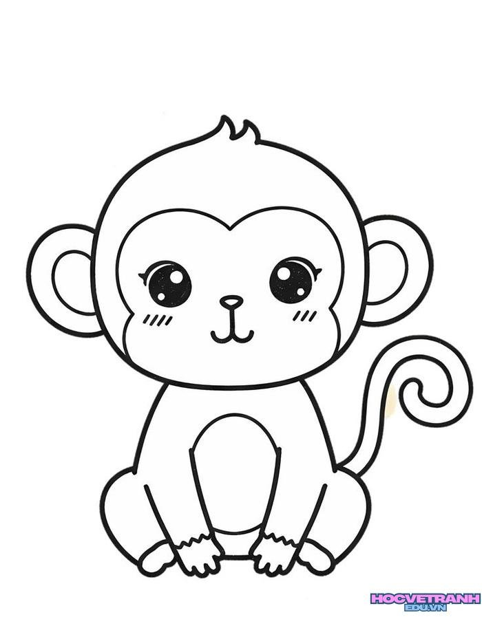 ảnh tranh tô màu con khỉ cực xinh