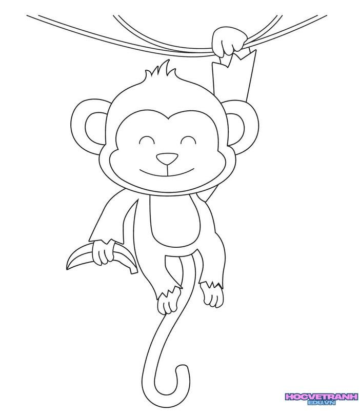 ảnh tranh tô màu con khỉ đáng yêu nhất
