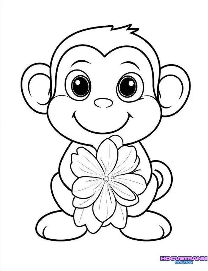 ảnh tranh tô màu con khỉ siêu đáng yêu