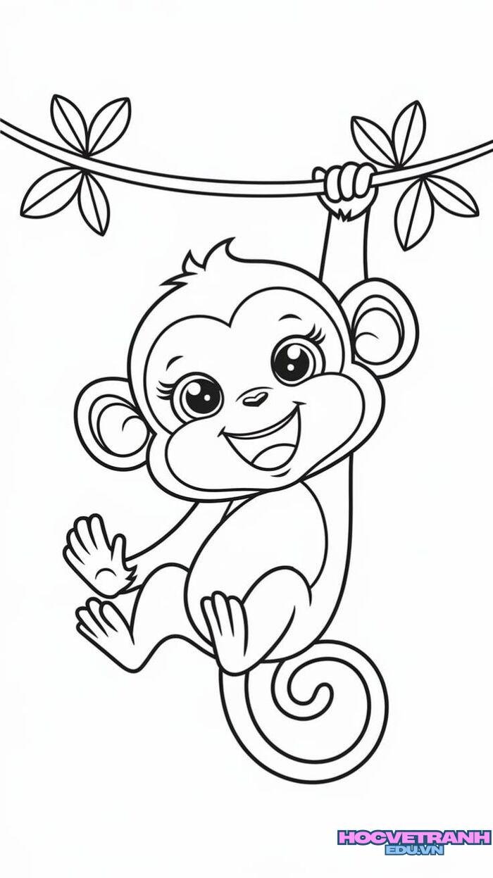 ảnh tranh tô màu con khỉ