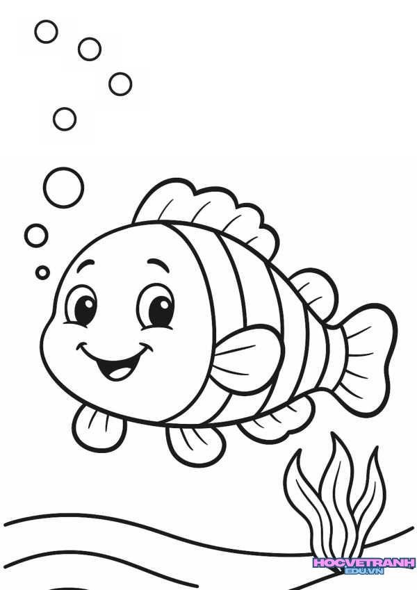 tranh tô màu con cá biển