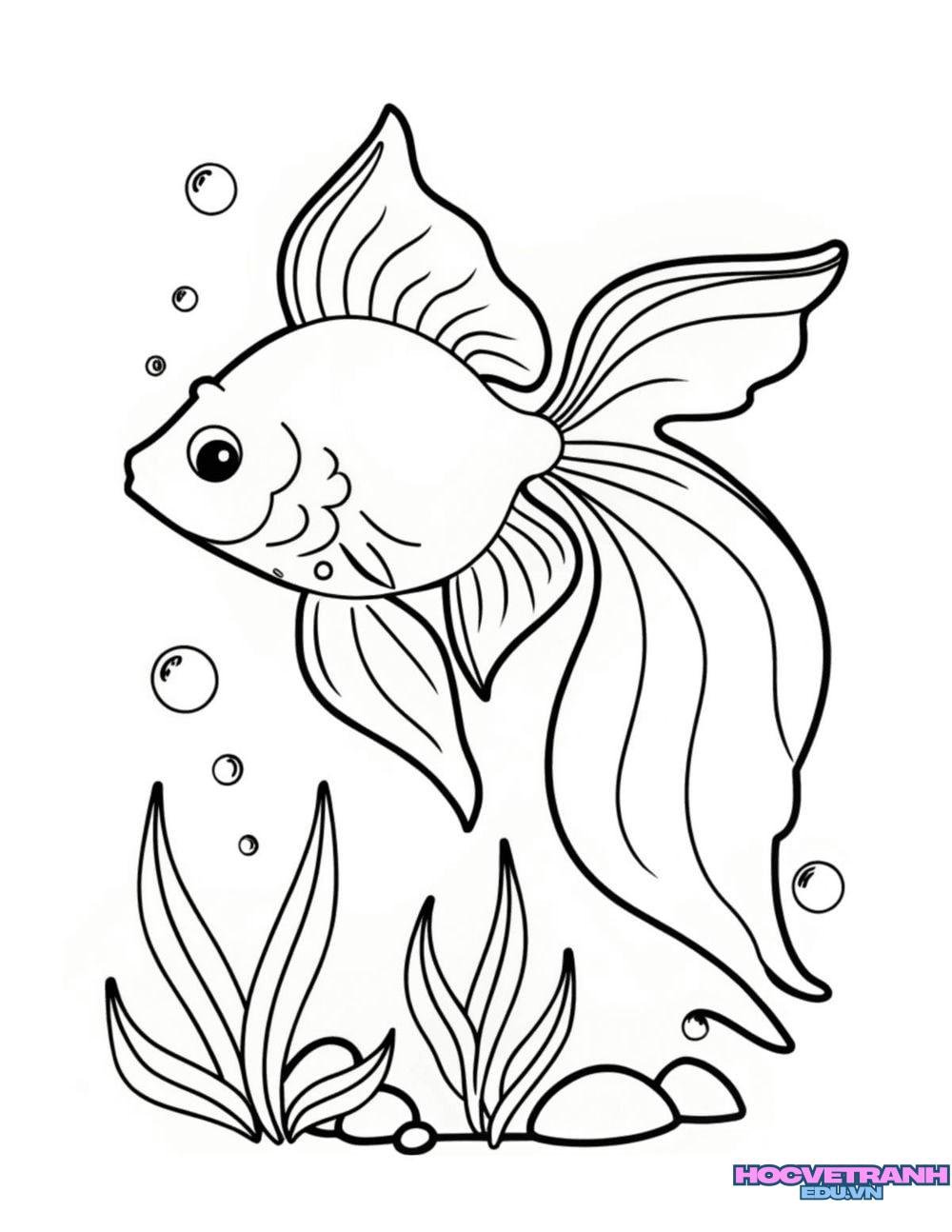 tranh tô màu con cá dễ