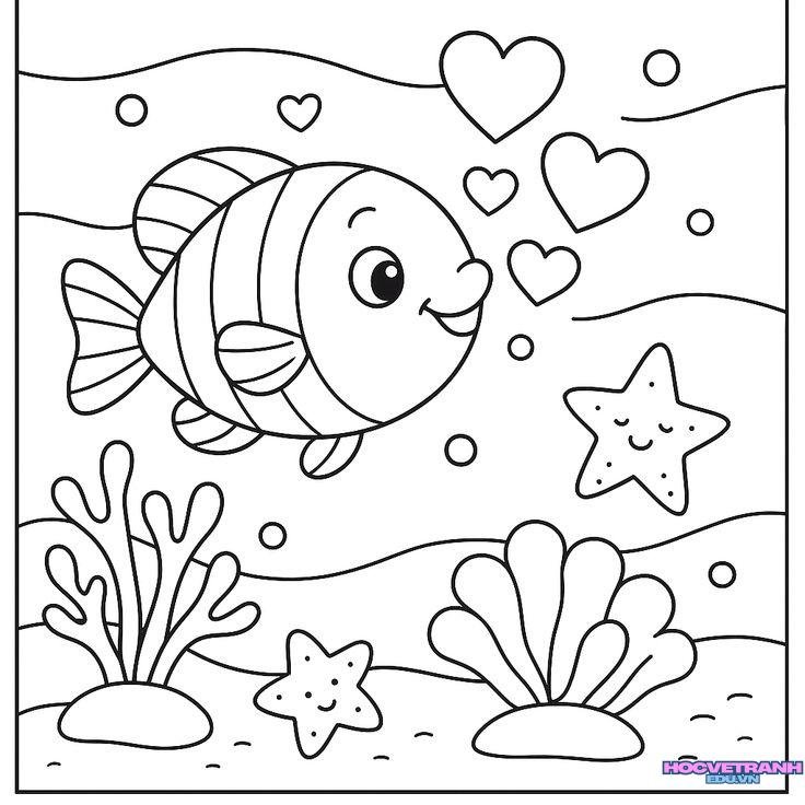 tranh tô màu con cá nhỏ