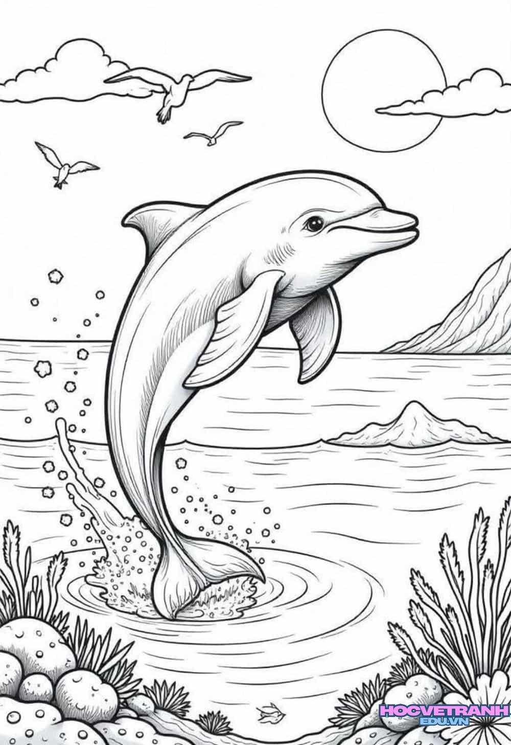 tranh tô màu con cá sông