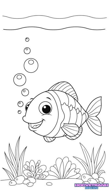 tranh tô màu con cá vui