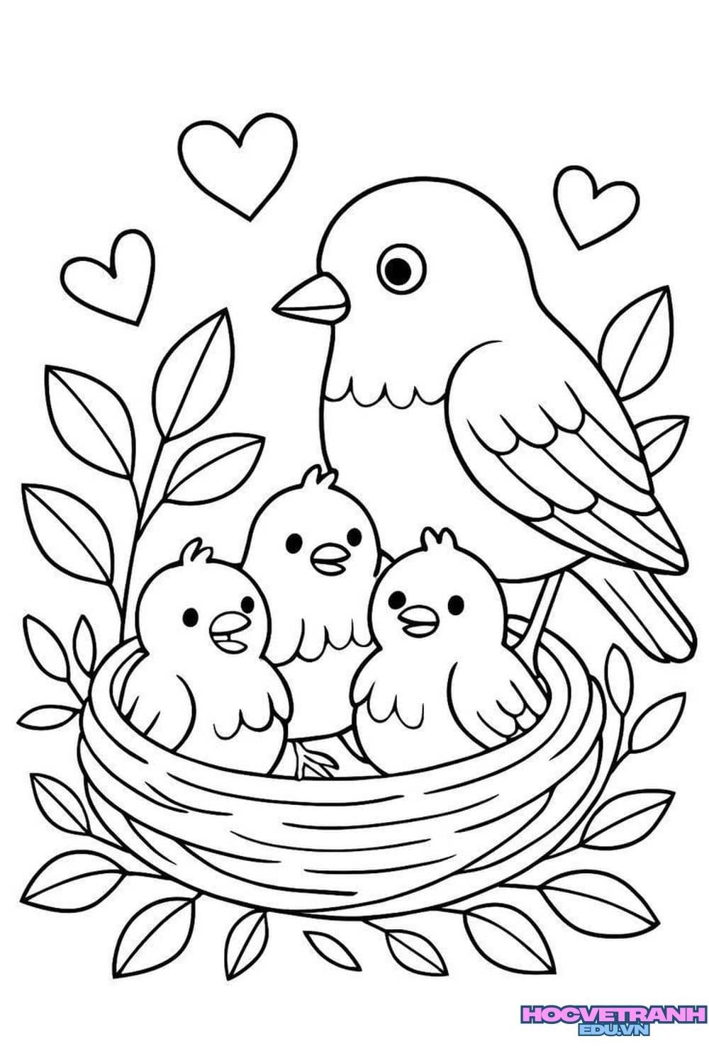 tranh tô màu con chim bay