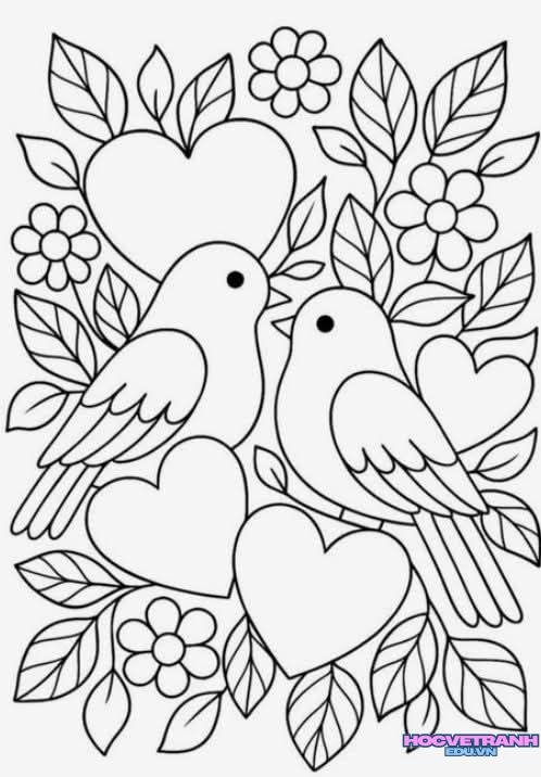 tranh tô màu con chim đẹp