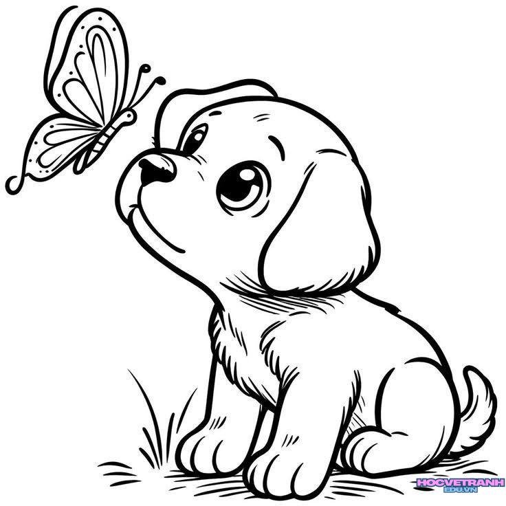 tranh tô màu con chó chạy