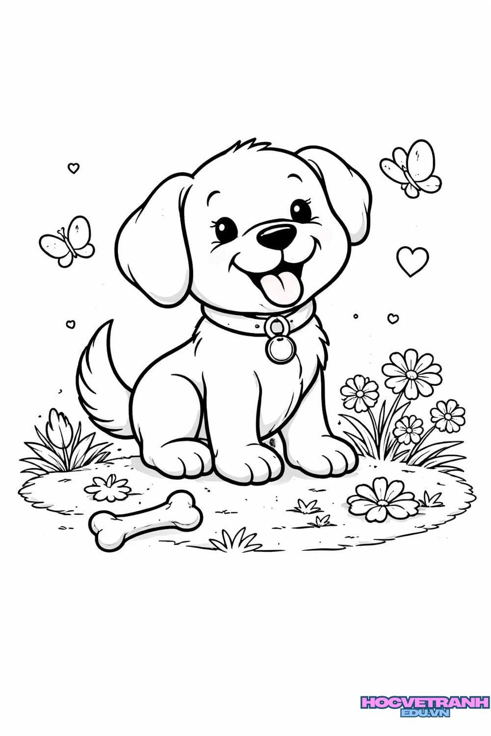 tranh tô màu con chó cho bé