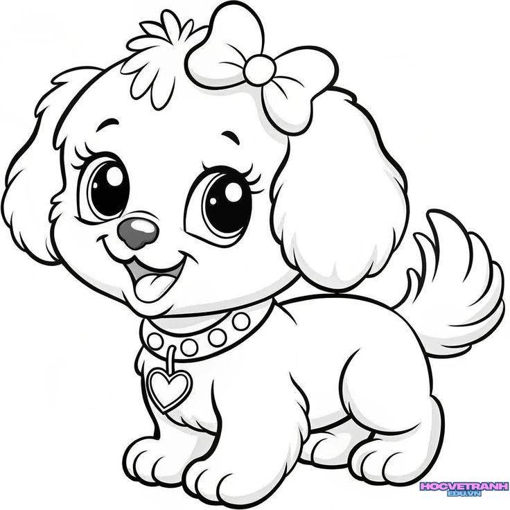 tranh tô màu con chó con