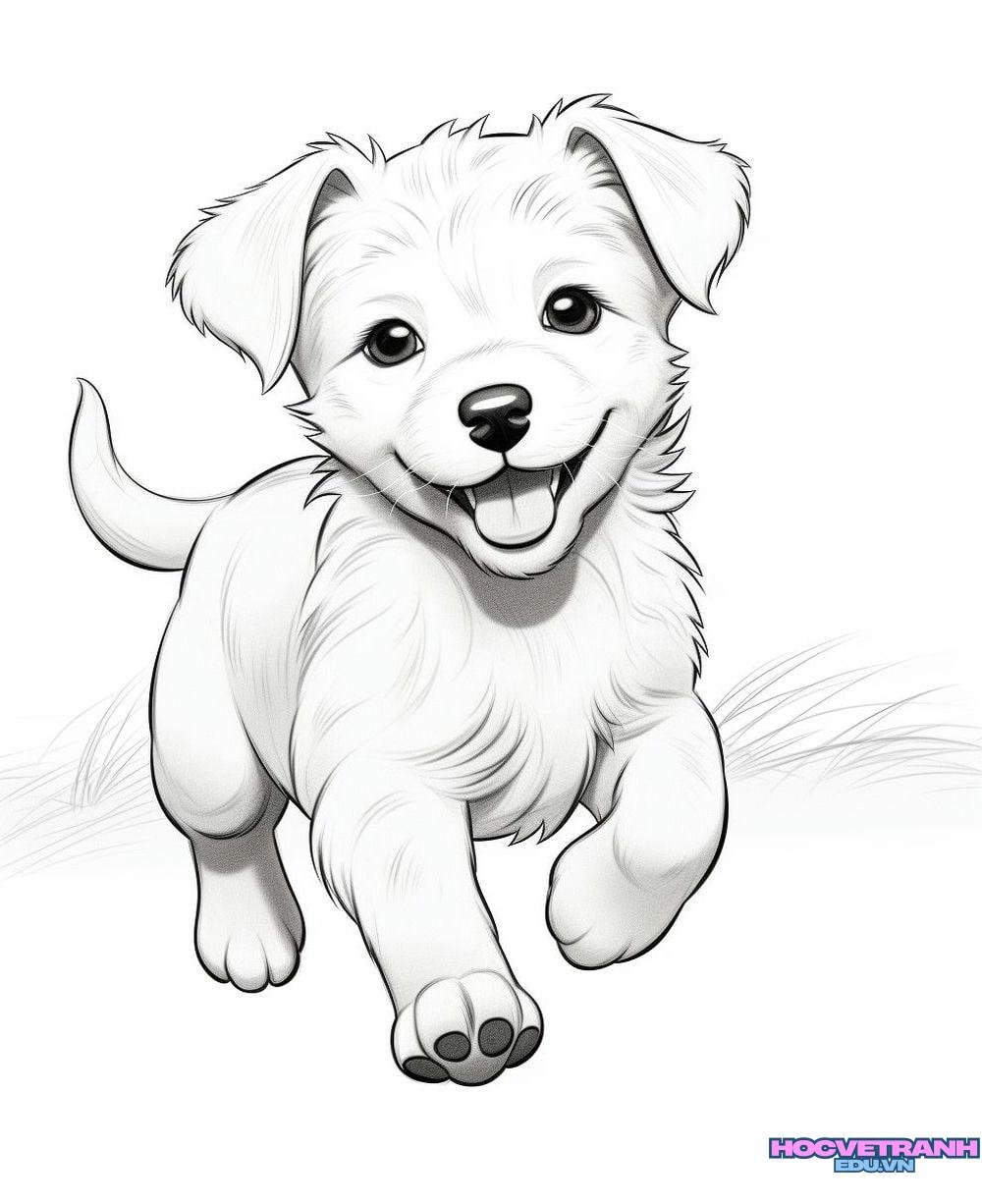 tranh tô màu con chó dễ
