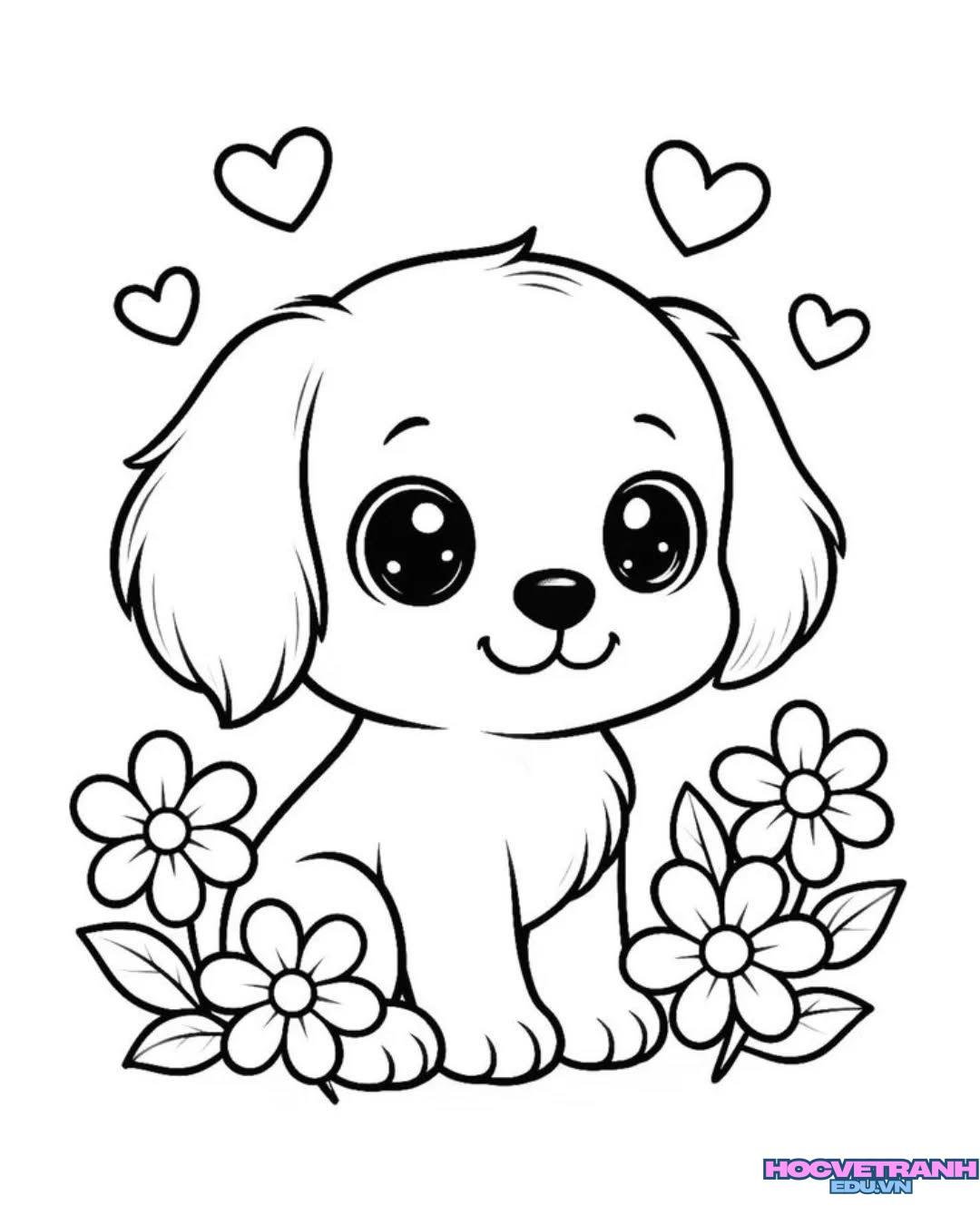 tranh tô màu con chó đẹp
