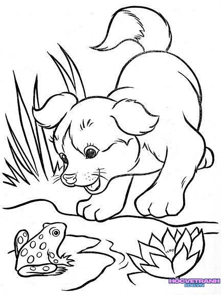 tranh tô màu con chó xinh