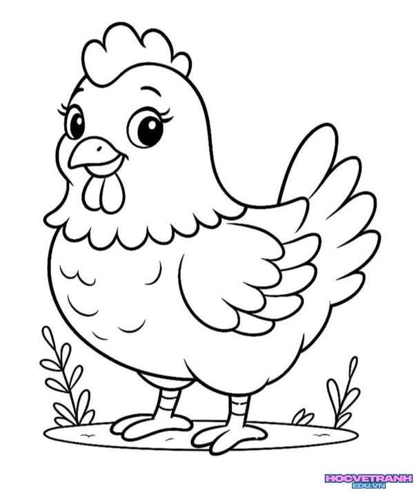 tranh tô màu con gà dễ vẽ