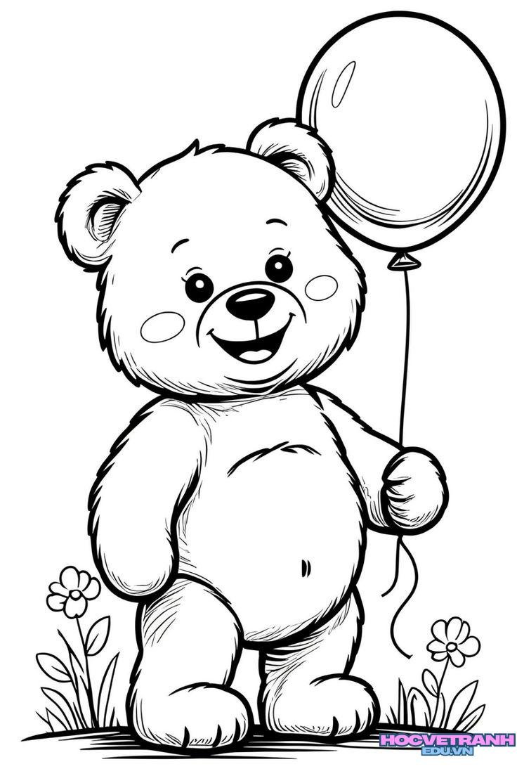tranh tô màu con gấu đẹp