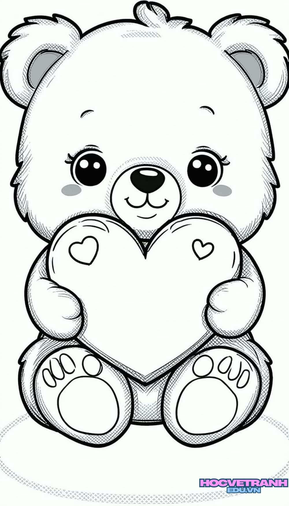 tranh tô màu con gấu nhỏ