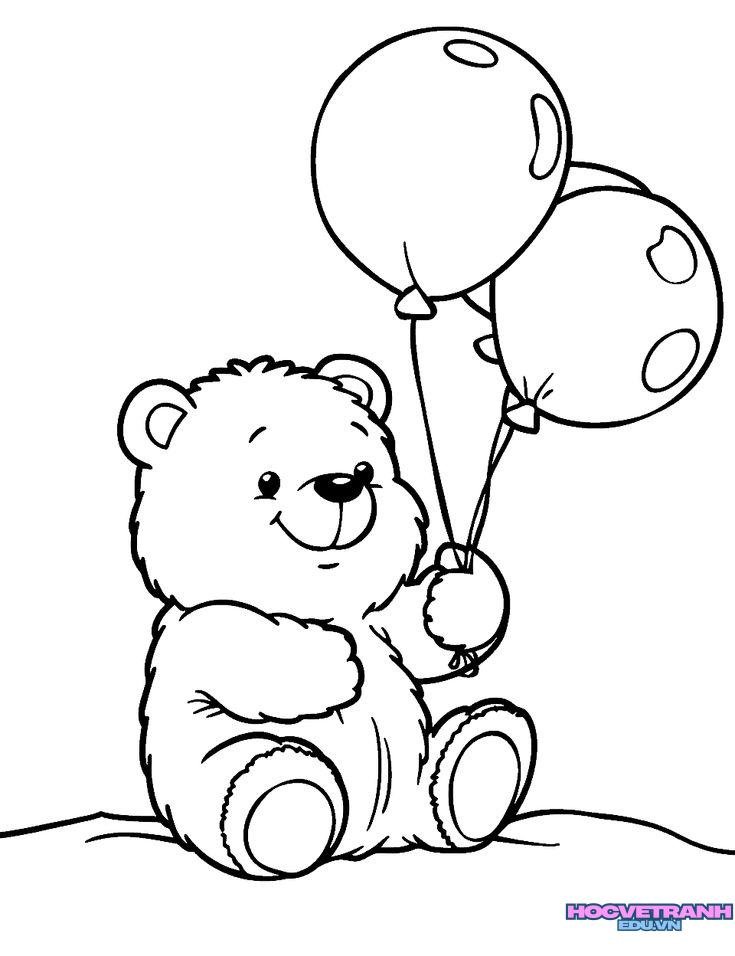 tranh tô màu con gấu vui