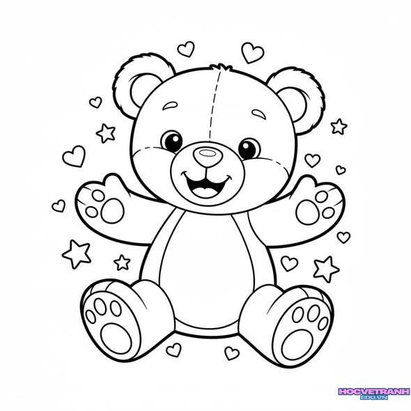 tranh tô màu con gấu xinh