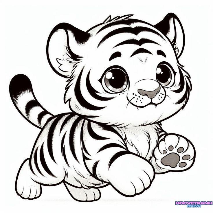 tranh tô màu con hổ dễ vẽ