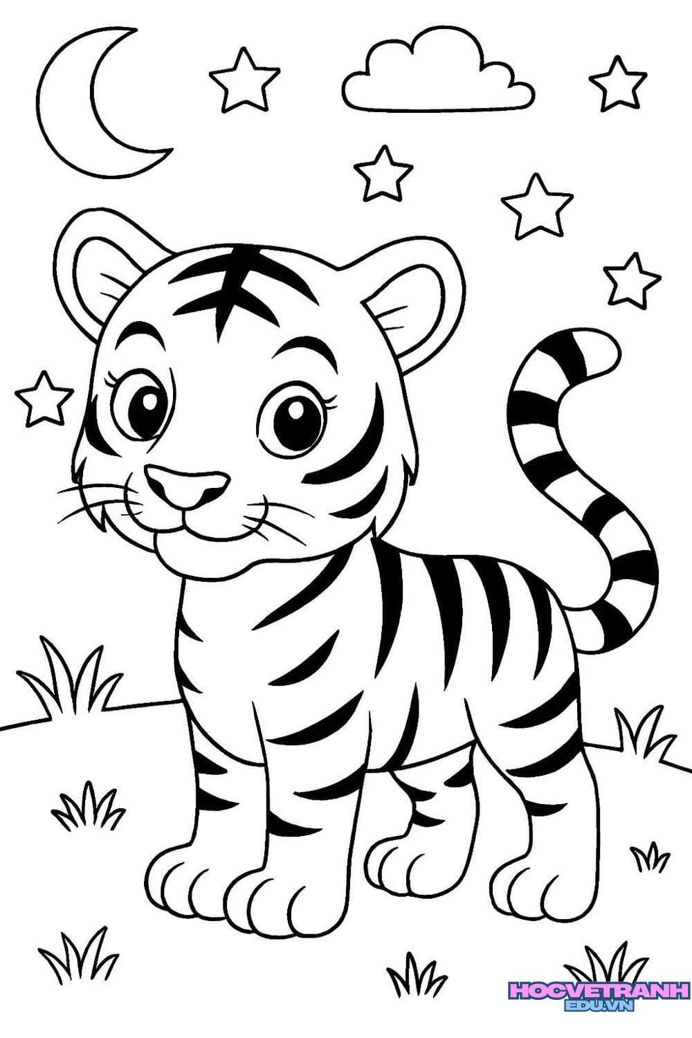 tranh tô màu con hổ oai