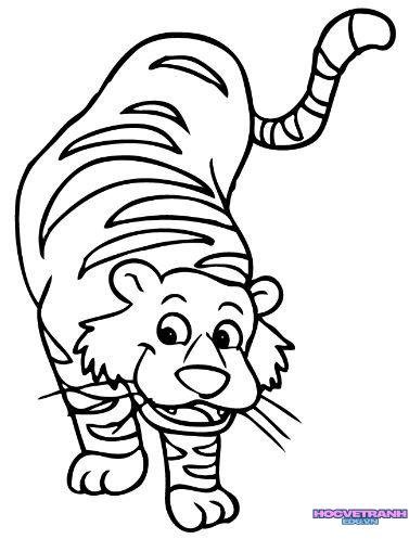 tranh tô màu con hổ vui