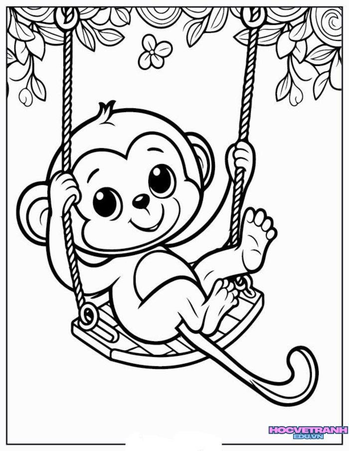 tranh tô màu con khỉ cực đẹp