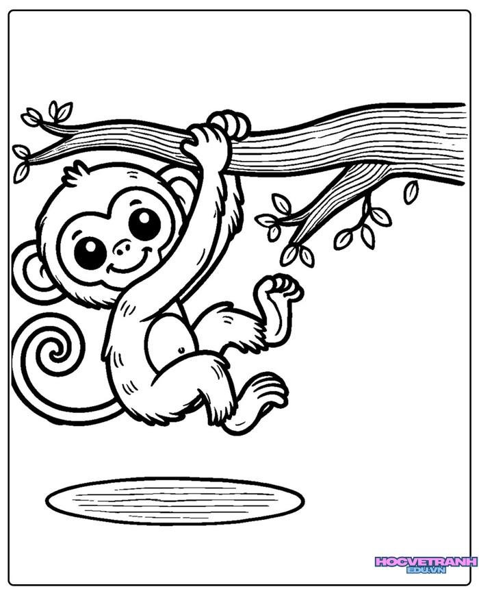 tranh tô màu con khỉ cực xinh
