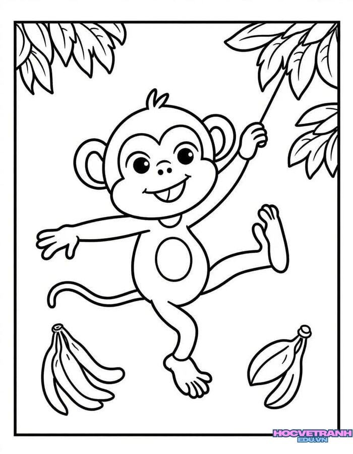 tranh tô màu con khỉ đáng yêu nhất