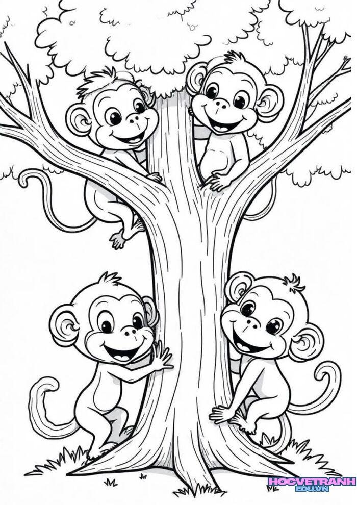 tranh tô màu con khỉ xinh nhất