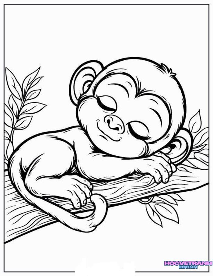 tranh tô màu con khỉ xinh