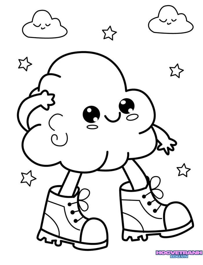 tranh tô màu đám mây chibi