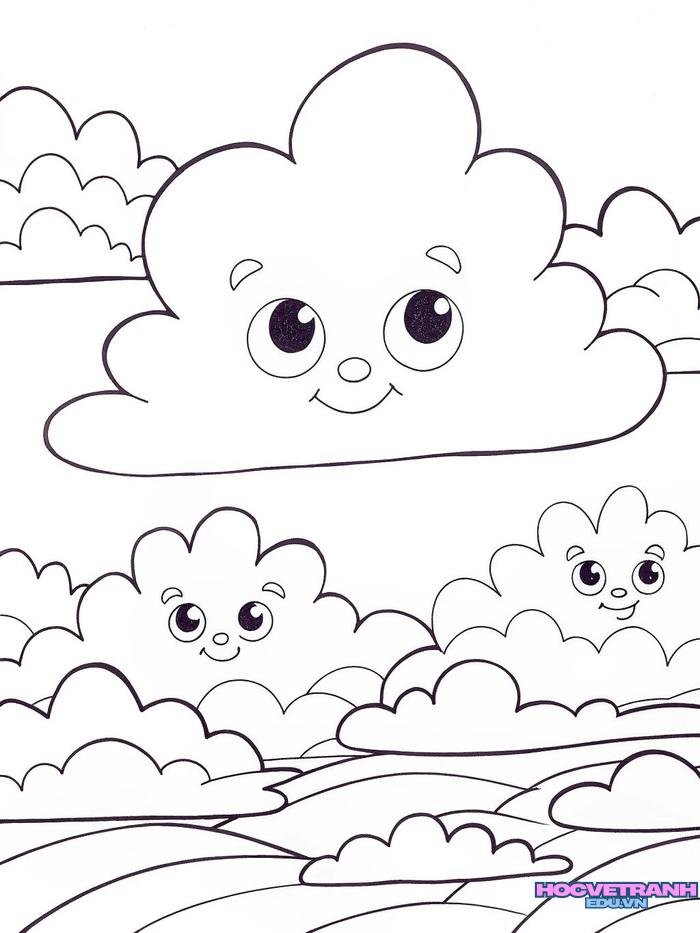 tranh tô màu đám mây cho bé